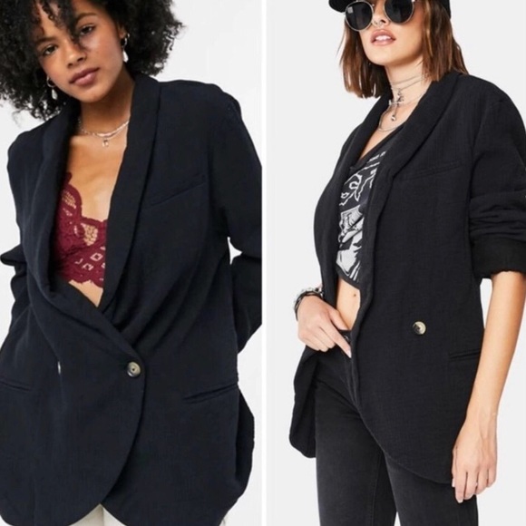 Free People Jackets & Blazers - NWT Free People Black Rowan Blazer Size Medium